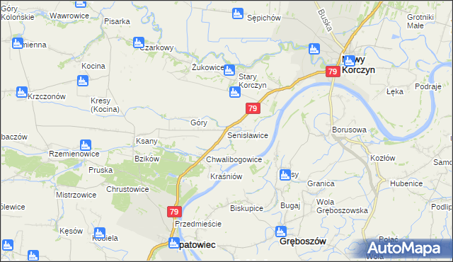 mapa Senisławice, Senisławice na mapie Targeo