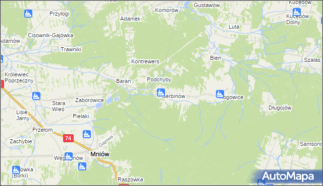 mapa Serbinów, Serbinów na mapie Targeo