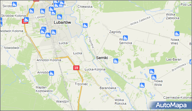 mapa Serniki, Serniki na mapie Targeo
