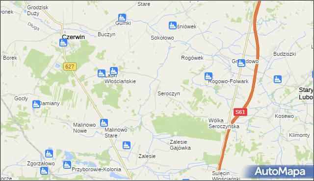 mapa Seroczyn gmina Czerwin, Seroczyn gmina Czerwin na mapie Targeo