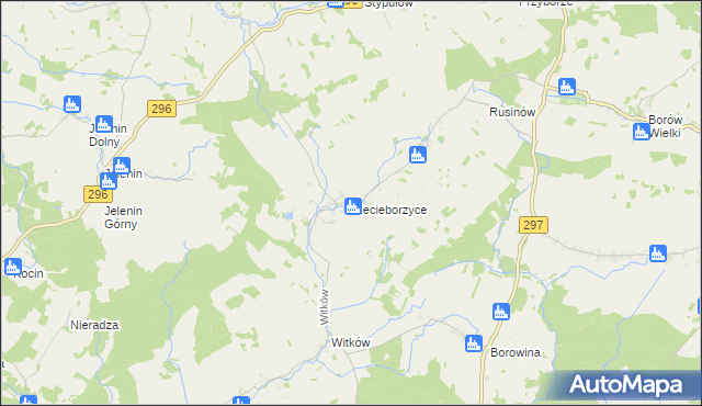 mapa Siecieborzyce, Siecieborzyce na mapie Targeo