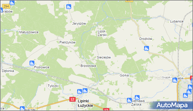 mapa Sieciejów, Sieciejów na mapie Targeo