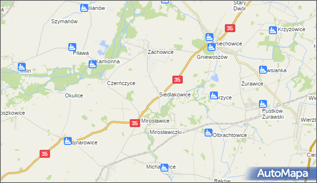 mapa Siedlakowice, Siedlakowice na mapie Targeo