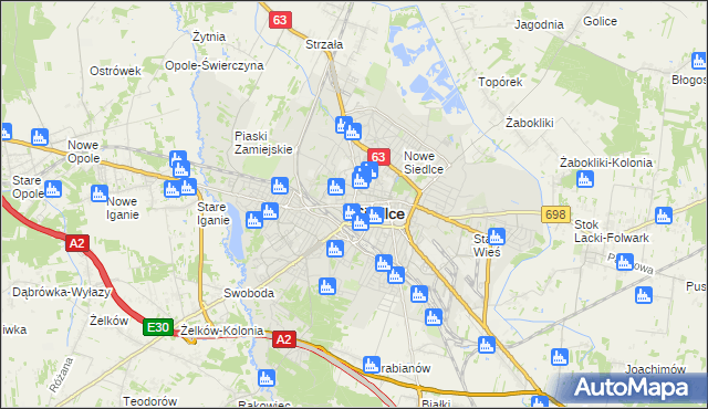 mapa Siedlce, Siedlce na mapie Targeo