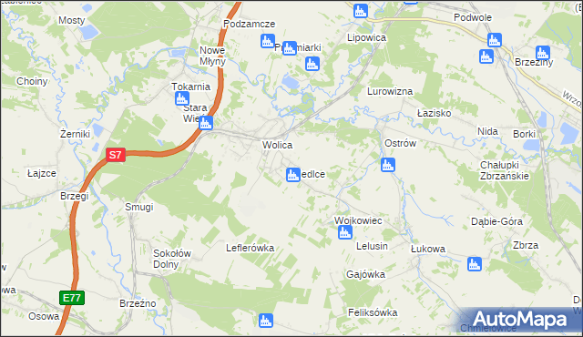 mapa Siedlce gmina Chęciny, Siedlce gmina Chęciny na mapie Targeo