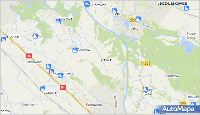 mapa Siedlce gmina Oława, Siedlce gmina Oława na mapie Targeo