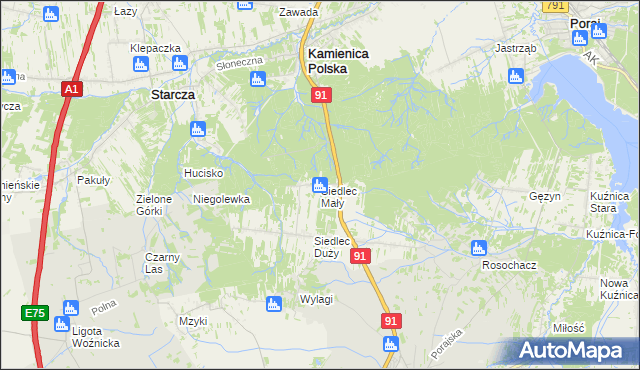 mapa Siedlec Mały, Siedlec Mały na mapie Targeo