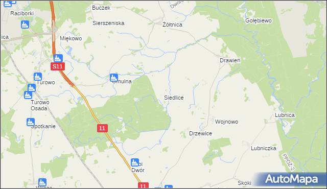 mapa Siedlice gmina Szczecinek, Siedlice gmina Szczecinek na mapie Targeo