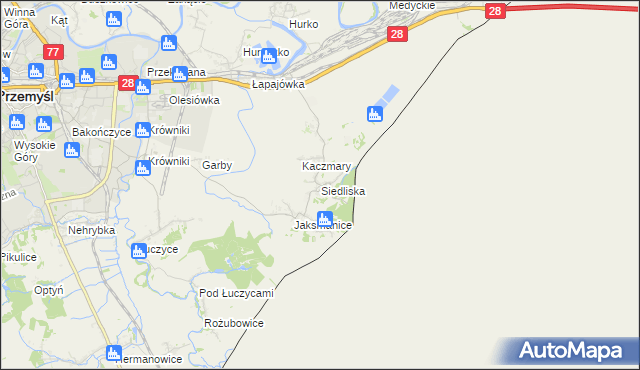 mapa Siedliska gmina Medyka, Siedliska gmina Medyka na mapie Targeo