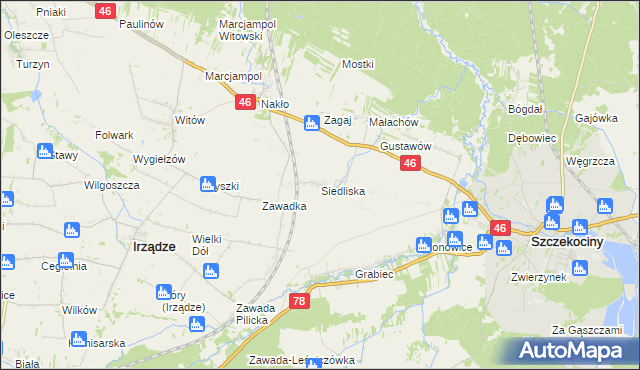 mapa Siedliska gmina Szczekociny, Siedliska gmina Szczekociny na mapie Targeo