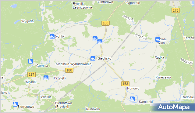 mapa Siedlisko gmina Trzcianka, Siedlisko gmina Trzcianka na mapie Targeo