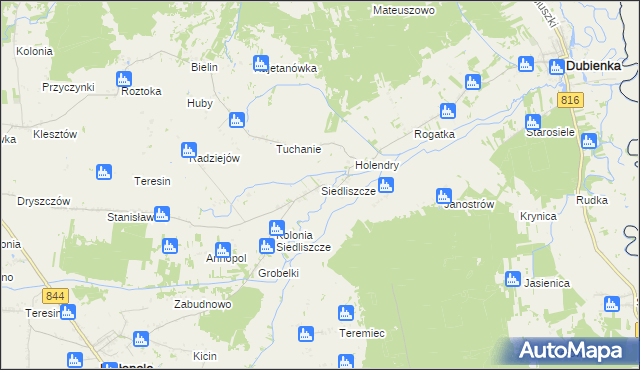 mapa Siedliszcze gmina Dubienka, Siedliszcze gmina Dubienka na mapie Targeo