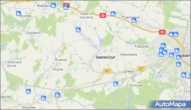 mapa Siekierczyn, Siekierczyn na mapie Targeo