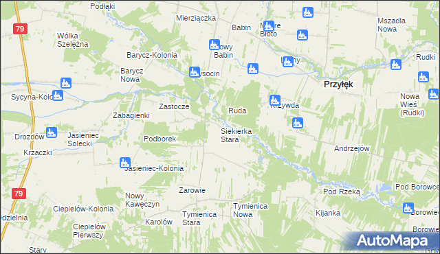 mapa Siekierka Stara, Siekierka Stara na mapie Targeo