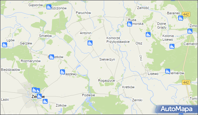 mapa Siekierzyn gmina Żerków, Siekierzyn gmina Żerków na mapie Targeo