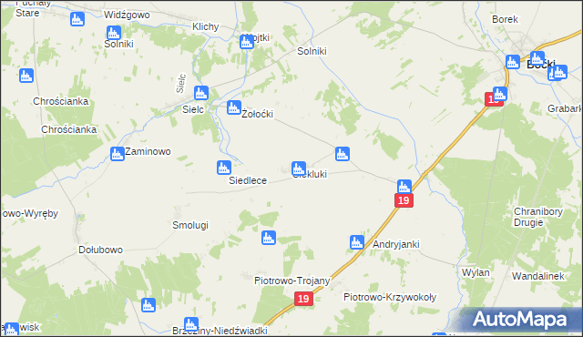 mapa Siekluki gmina Boćki, Siekluki gmina Boćki na mapie Targeo