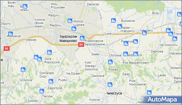 mapa Sielec gmina Iwierzyce, Sielec gmina Iwierzyce na mapie Targeo