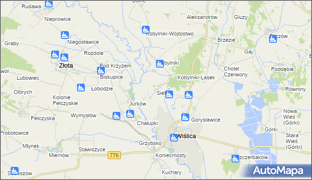 mapa Sielec gmina Wiślica, Sielec gmina Wiślica na mapie Targeo