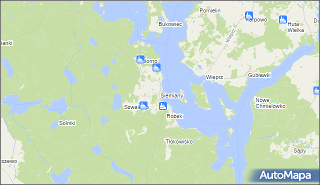 mapa Siemiany, Siemiany na mapie Targeo
