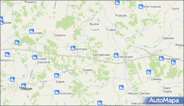mapa Siemiątkowo gmina Troszyn, Siemiątkowo gmina Troszyn na mapie Targeo