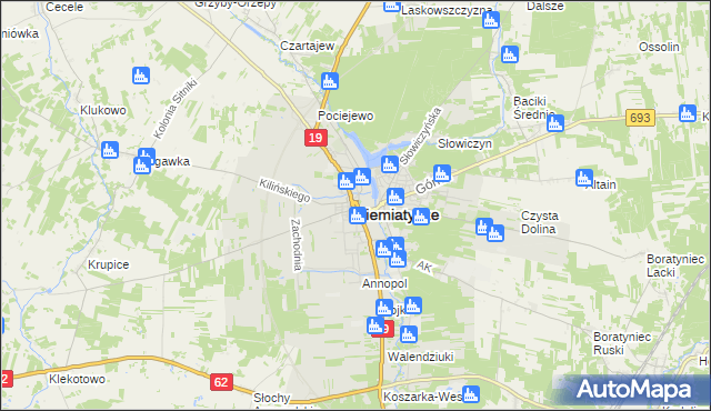 mapa Siemiatycze, Siemiatycze na mapie Targeo