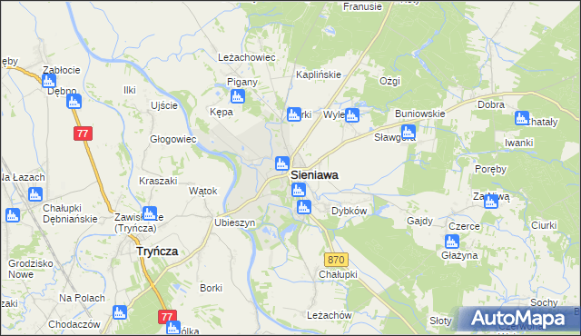 mapa Sieniawa powiat przeworski, Sieniawa powiat przeworski na mapie Targeo