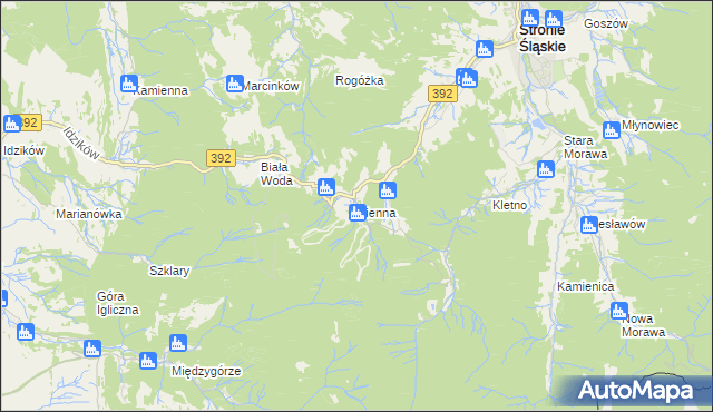 mapa Sienna gmina Stronie Śląskie, Sienna gmina Stronie Śląskie na mapie Targeo