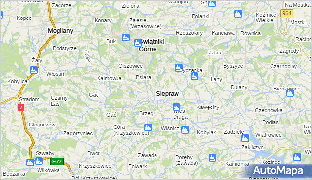 mapa Siepraw, Siepraw na mapie Targeo