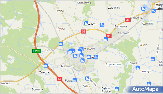 mapa Sierakowo gmina Rawicz, Sierakowo gmina Rawicz na mapie Targeo