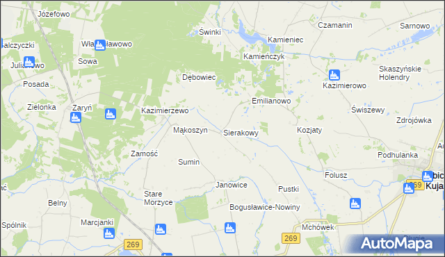 mapa Sierakowy, Sierakowy na mapie Targeo