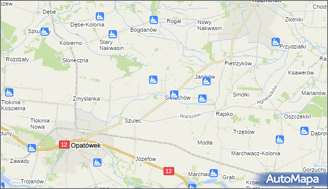 mapa Sierzchów gmina Opatówek, Sierzchów gmina Opatówek na mapie Targeo