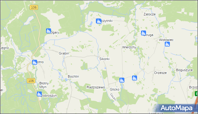 mapa Sikorki, Sikorki na mapie Targeo