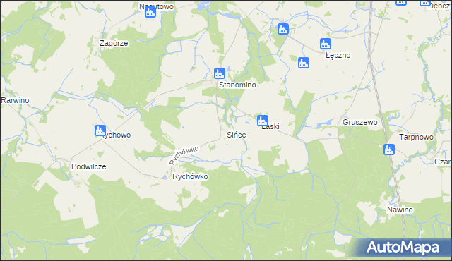 mapa Sińce gmina Białogard, Sińce gmina Białogard na mapie Targeo