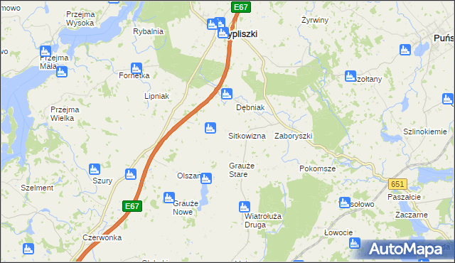 mapa Sitkowizna, Sitkowizna na mapie Targeo