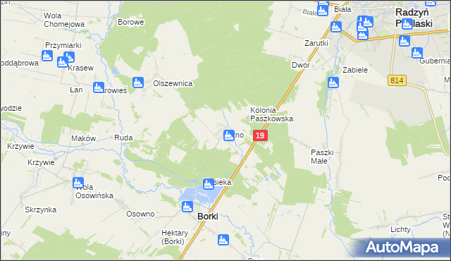 mapa Sitno gmina Borki, Sitno gmina Borki na mapie Targeo