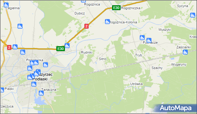 mapa Sitno gmina Międzyrzec Podlaski, Sitno gmina Międzyrzec Podlaski na mapie Targeo