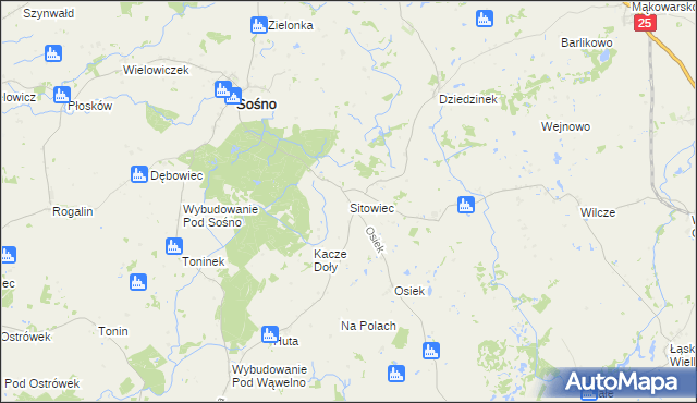 mapa Sitowiec, Sitowiec na mapie Targeo