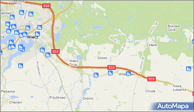 mapa Sitowo, Sitowo na mapie Targeo