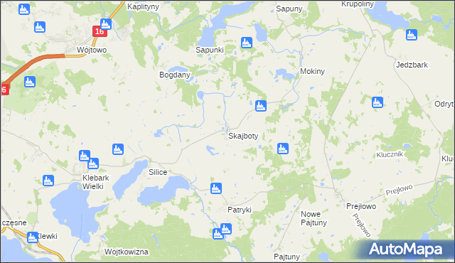 mapa Skajboty, Skajboty na mapie Targeo