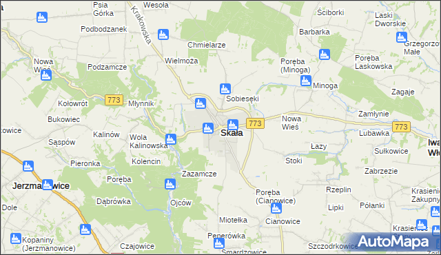 mapa Skała powiat krakowski, Skała powiat krakowski na mapie Targeo