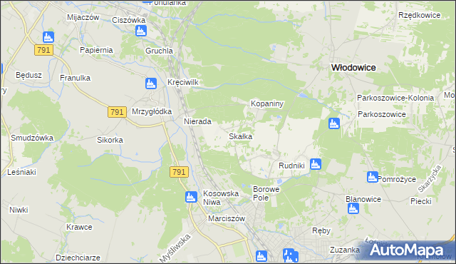 mapa Skałka gmina Włodowice, Skałka gmina Włodowice na mapie Targeo