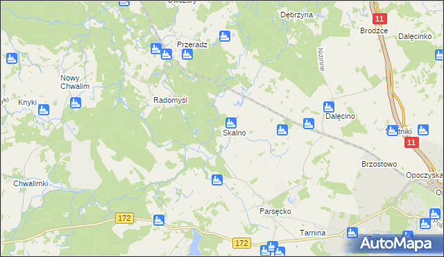 mapa Skalno gmina Szczecinek, Skalno gmina Szczecinek na mapie Targeo