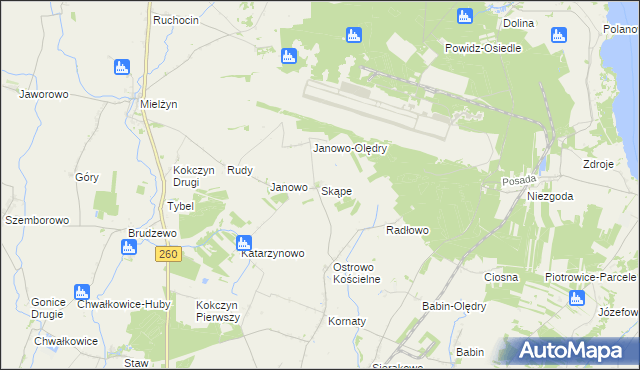 mapa Skąpe gmina Strzałkowo, Skąpe gmina Strzałkowo na mapie Targeo