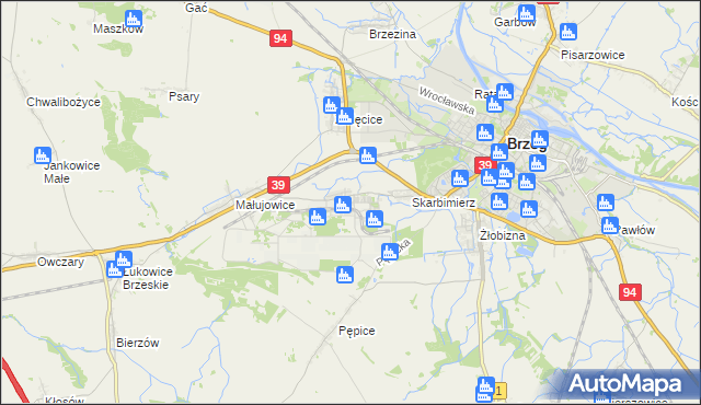 mapa Skarbimierz-Osiedle, Skarbimierz-Osiedle na mapie Targeo