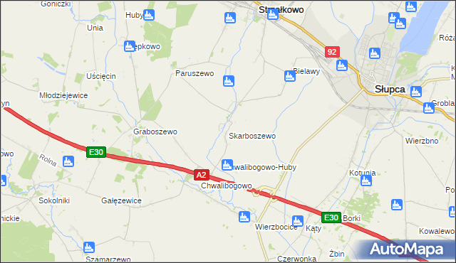 mapa Skarboszewo gmina Strzałkowo, Skarboszewo gmina Strzałkowo na mapie Targeo