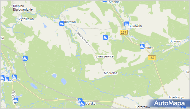 mapa Skarszewice, Skarszewice na mapie Targeo