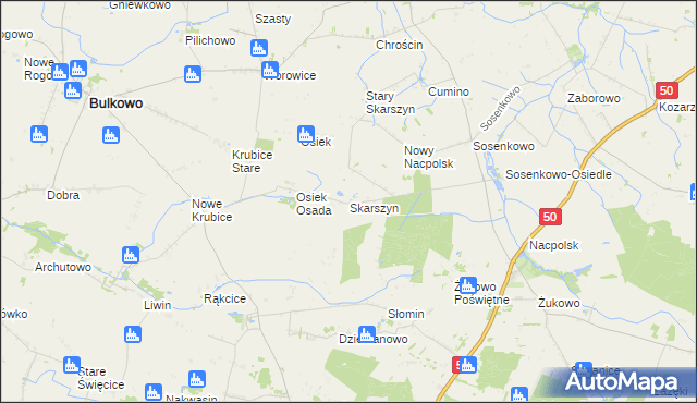 mapa Skarszyn gmina Naruszewo, Skarszyn gmina Naruszewo na mapie Targeo