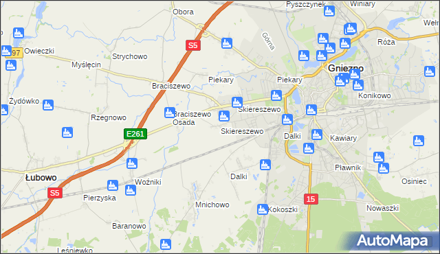 mapa Skiereszewo, Skiereszewo na mapie Targeo