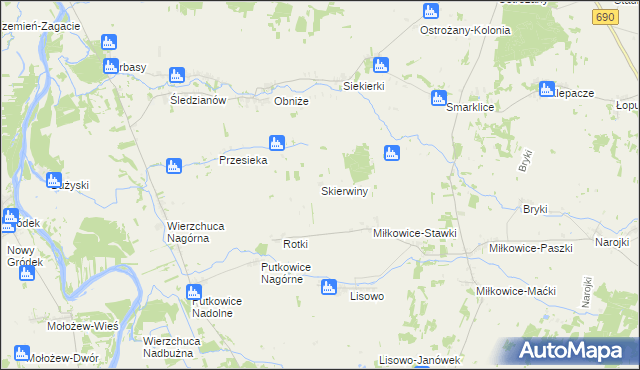 mapa Skierwiny, Skierwiny na mapie Targeo