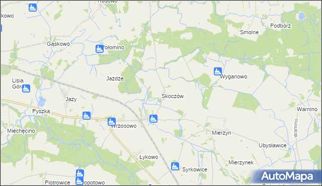 mapa Skoczów gmina Dygowo, Skoczów gmina Dygowo na mapie Targeo